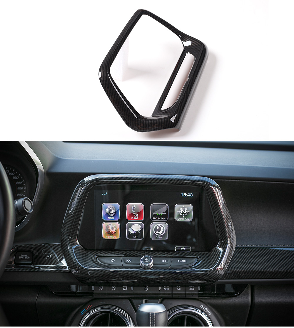 Chrome navigation screen Cover Trims for 2016-17 Chevrolet Camaro Accessories 