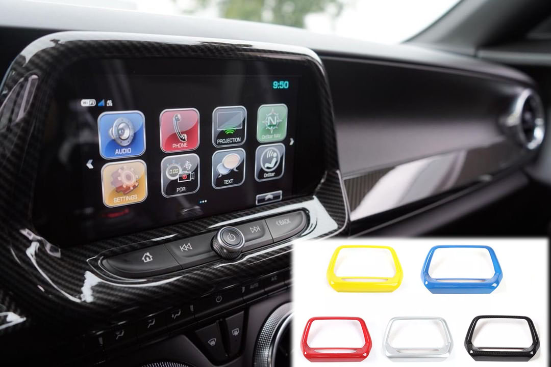 8inch Red GPS Navigation Panel Cover Trim For Chevrolet Camaro 2017 Carbon Fiber