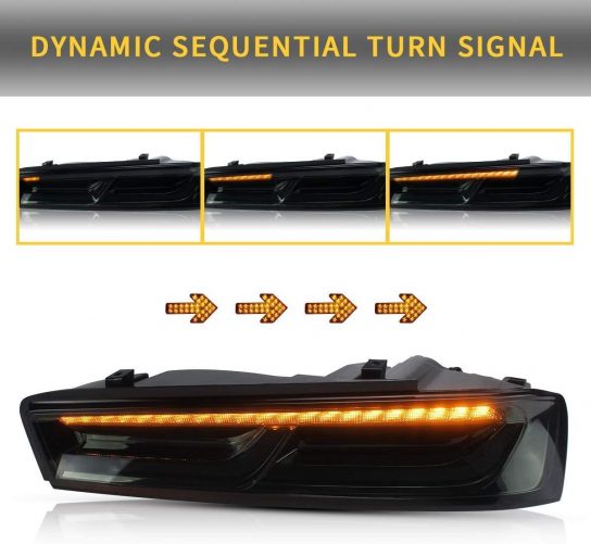 2016-18 Camaro Smoked Sequential Tail Lights - Amber Signal