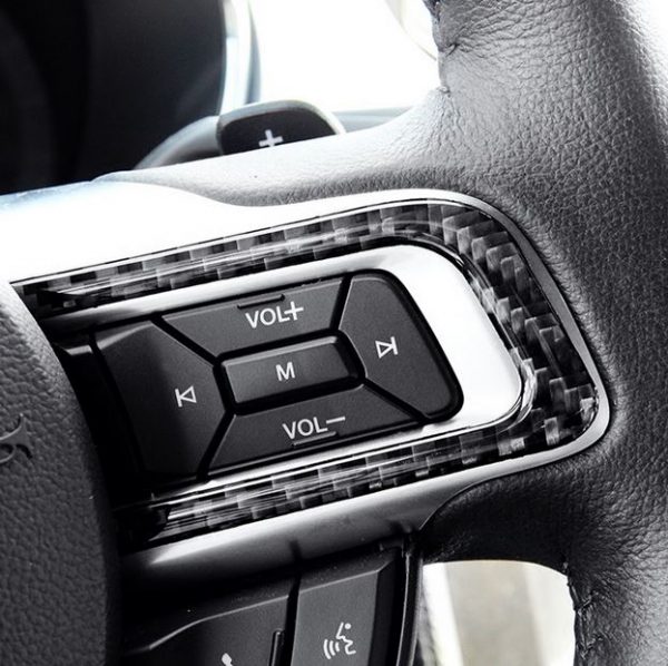 Second image of 2015 - 23 Mustang Carbon Fiber Steering Wheel Trim Cover Kit