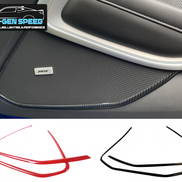 2016 - 24 Camaro Carbon Fiber/Colored Speaker Door Trim | Carbon Fiber / Red
