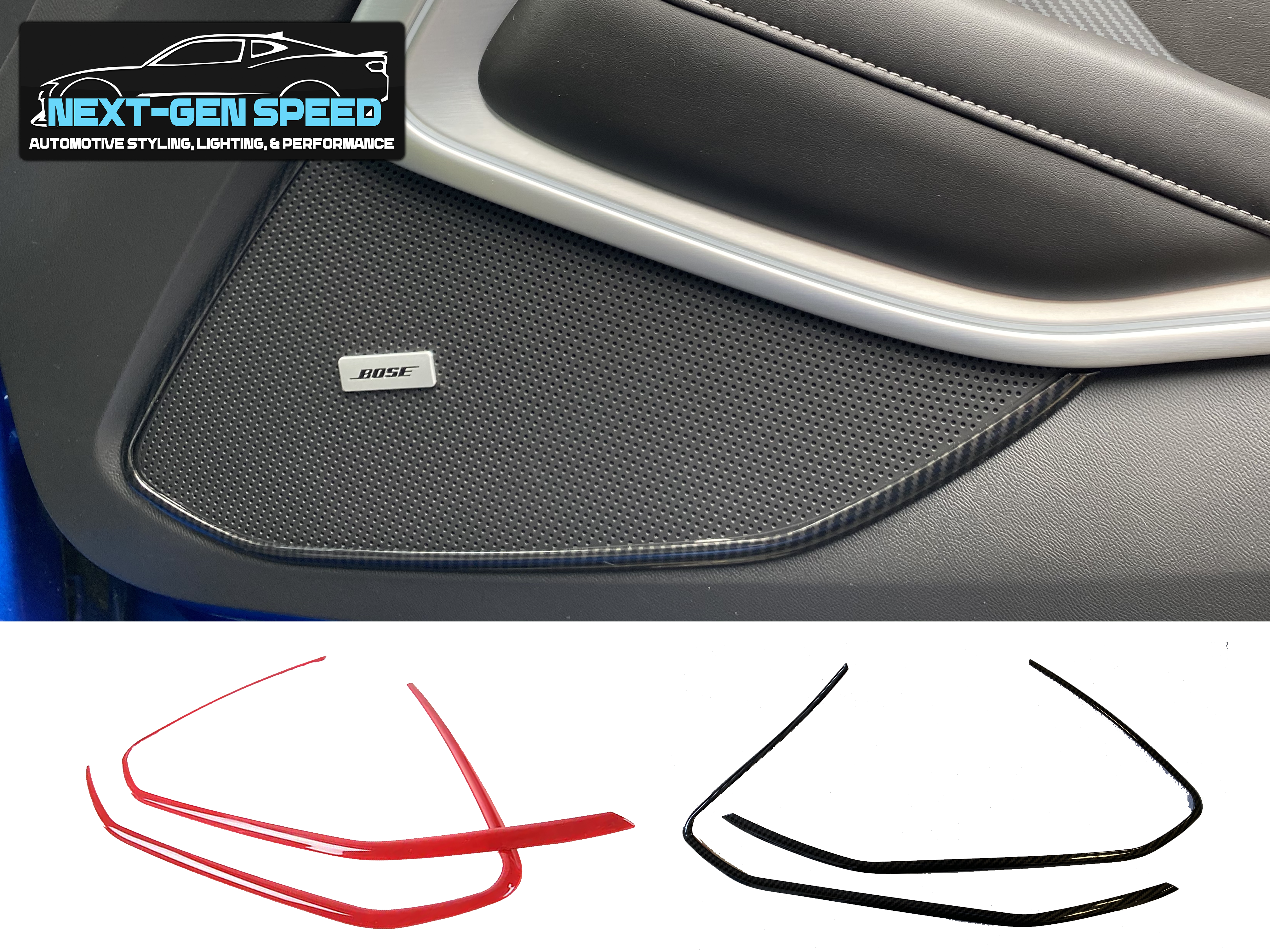 Car Rear Door Audio Speaker Sticker Decal Carbon Fiber Interior Trim Cover for Chevrolet Camaro ZL1 2016 2017 2018 2019 2020 2021 2022 2023 Accesso - 3