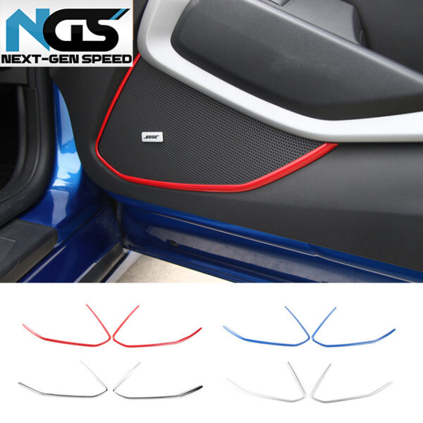 Second image of 2016 - 24 Camaro Carbon Fiber/Colored Speaker Door Trim | Carbon Fiber / Red