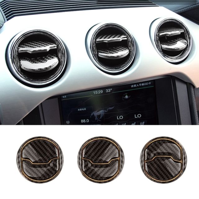 RT-TCZ Air Conditioning Vent Air Outlet Trim Cover Interior Accessories Cover Trim ABS Decoration for Ford Mustang 2009-2013 Soft Carbon Fiber 