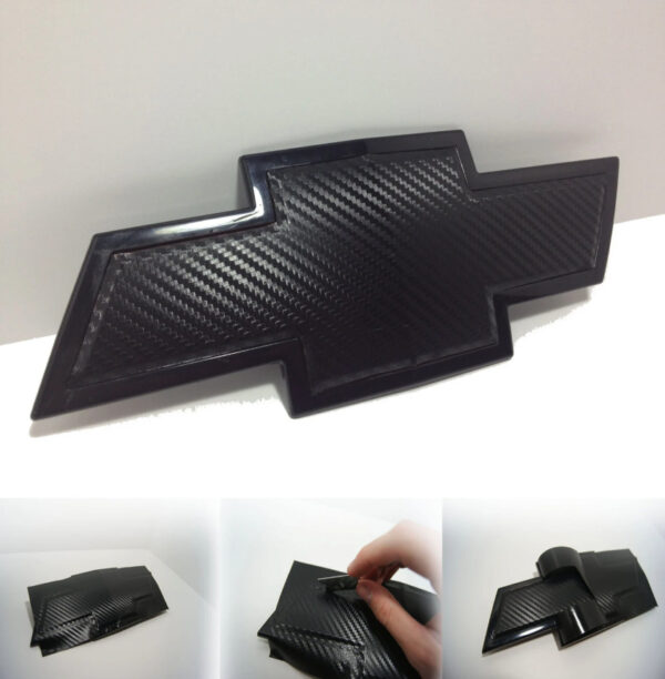 Carbon Fiber Universal Chevy Bowtie Emblem Wrap Sheet Kit Overlay