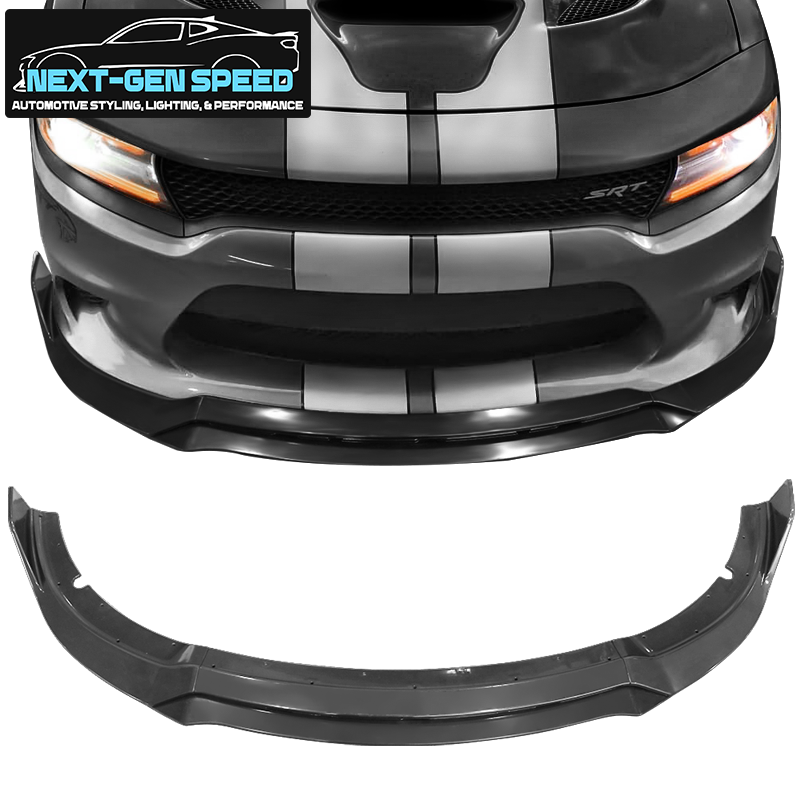FREEMOTOR802 Compatible with 2015-2022 Dodge Charger SRT Front Bumper Lip IKON Style Unpainted Black PU 