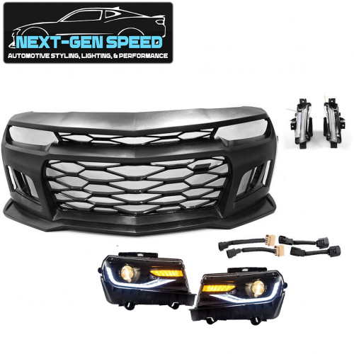Second image of 2014 - 15 Camaro 6th Gen Style ZL1 Front Bumper Kit w/ Headlights (Complete Kit)