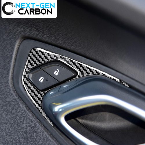 Second image of 2016 - 24 6th Gen Camaro Carbon Fiber Interior Door Lock Trim Covers | Next-Gen Carbon