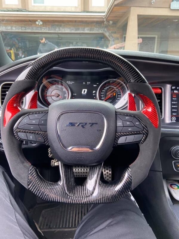 2015 - 24 Dodge Charger / Challenger / Track Hawk Carbon Fiber Steering Wheel (Complete/Heated) | Next-Gen Carbon