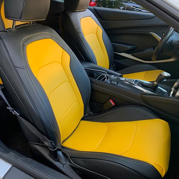 Two Tone Leather Seat Covers 2018 2022 Chevy Camaro Next Gen Sd - Best Seat Covers For Camaro