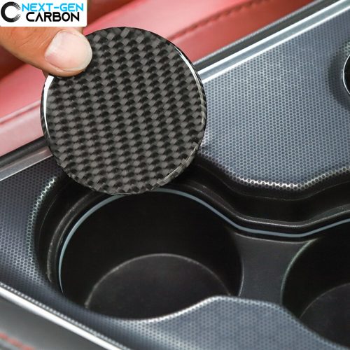 Second image of 2015 - 24 Dodge Challenger Carbon Fiber Cup Holder Gear Covers | Next-Gen Carbon