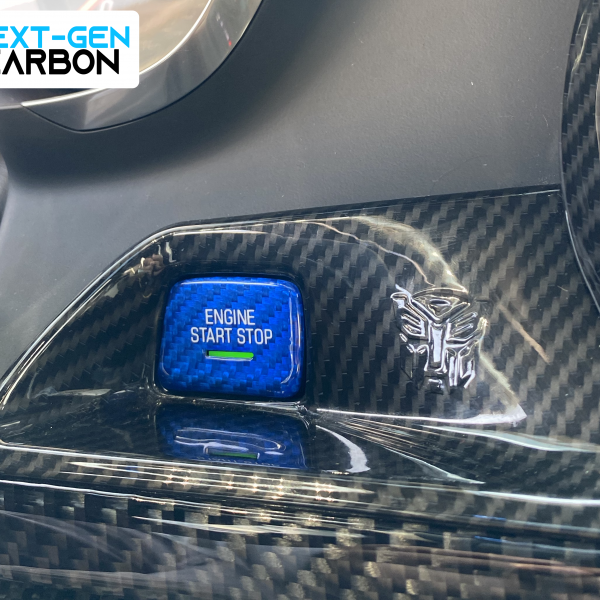 2016 - 24 6th Gen Camaro / 2014 - 19 C7 Corvette Blue Carbon Fiber Push Start Button Cover | Next-Gen Carbon