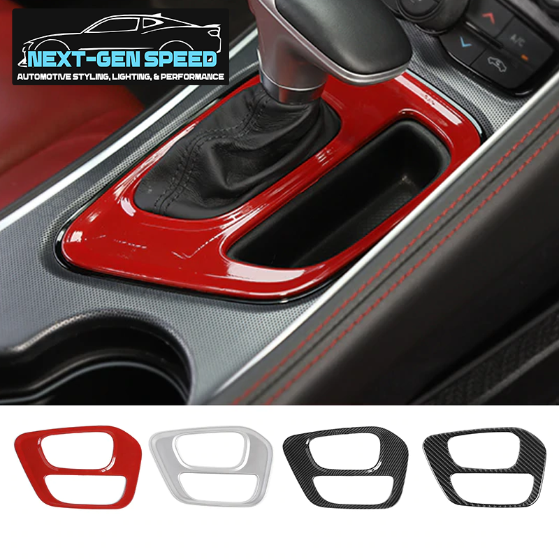 Red Carbon Interior Gear Shift Panel Cover Trim For Dodge Challenger 2015-2020