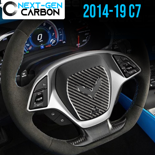 Second image of 2014 - 19 C7 Corvette Real Carbon Fiber Center Steering Wheel Cover | Next-Gen Carbon