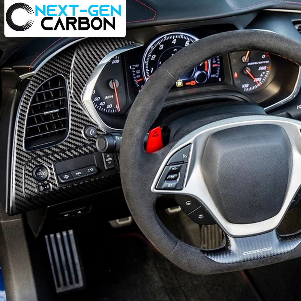 Ynei ABS Carbon Fiber Look Dash Panel Trim Cover Set For 2014-2019 Corvette C7