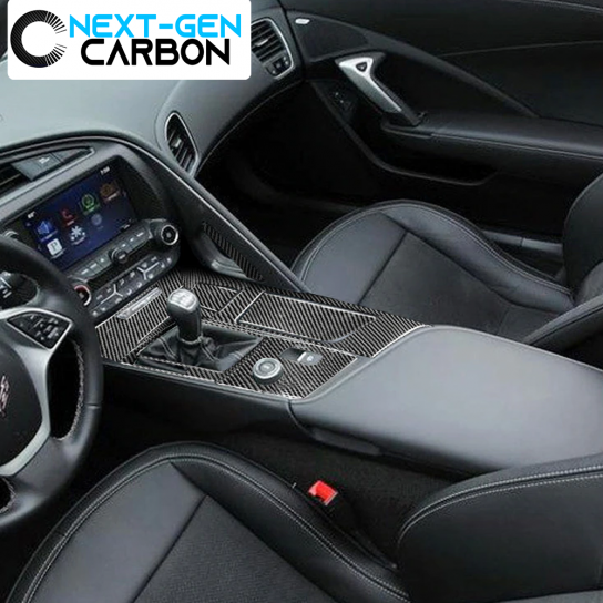 Second image of 2014 - 19 C7 Corvette Carbon Fiber Center Console Overlay Cover Kit | Next-Gen Carbon