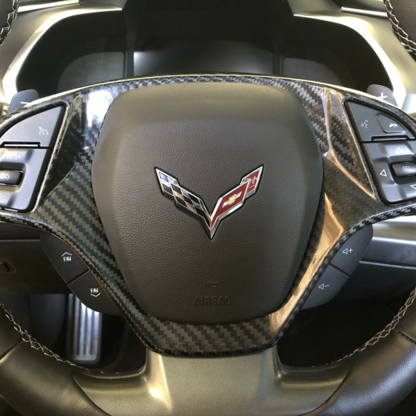 Second image of 2014 - 19 C7 Corvette Carbon Fiber Steering Wheel Trim Cover | Next-Gen Carbon