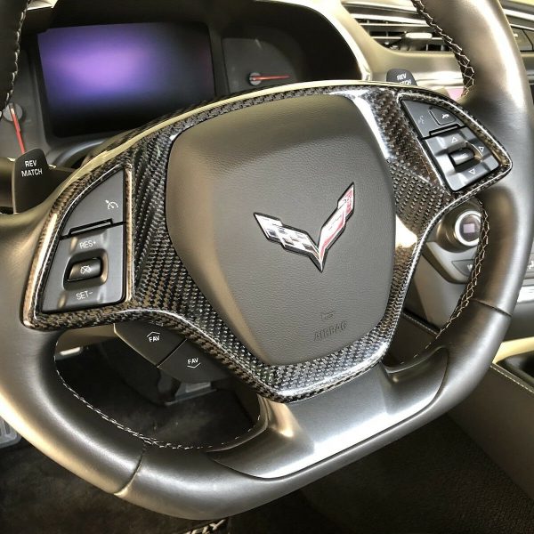 2014 - 19 C7 Corvette Carbon Fiber Steering Wheel Trim Cover | Next-Gen Carbon
