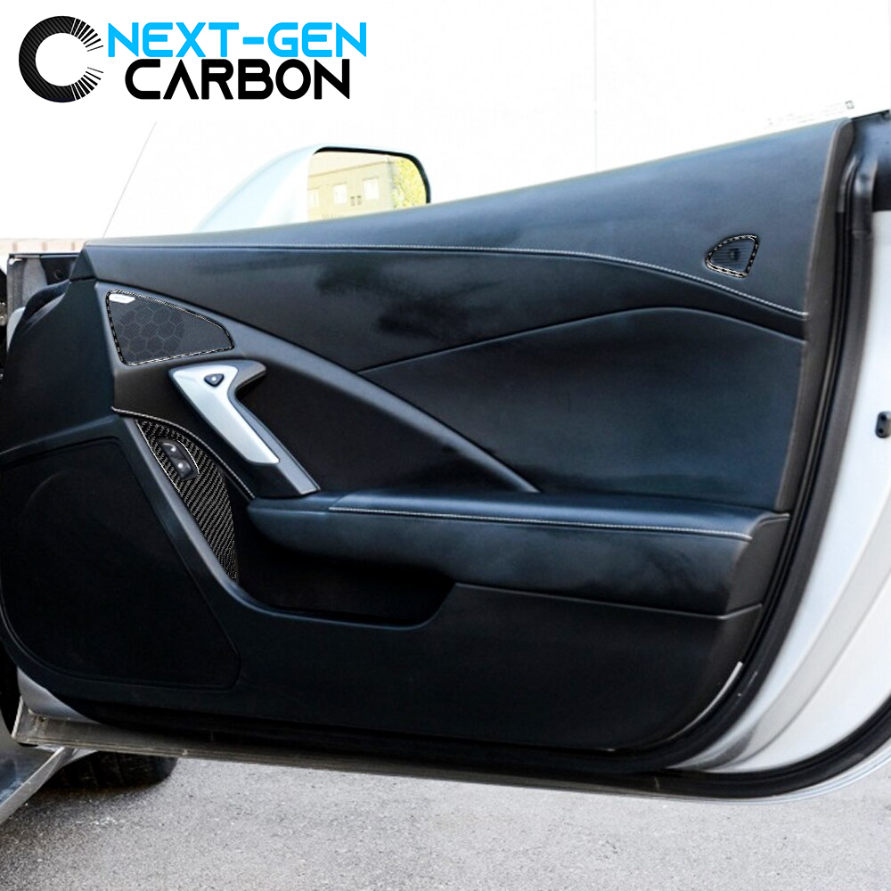 Window Lift Button Panel Trim for 2014 2015 2016 2017 2018 2019 Chevrolet Corvette C7 Z06 Real Carbon Fiber Car Door Switch Control Panel Car Window Lifter Cover Sticker Carbon Fiber 