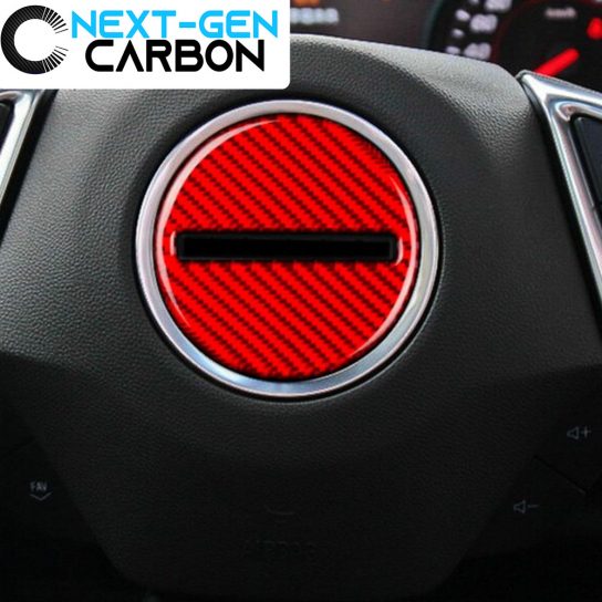 Second image of 2016 - 24 Camaro Red Carbon Fiber Center Steering Cover | Next-Gen Carbon