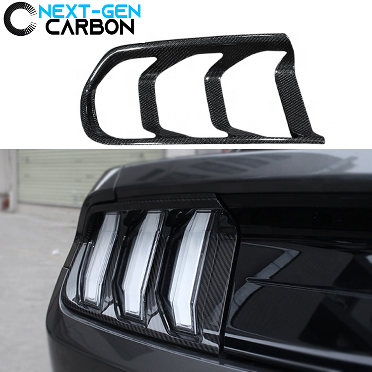 RT-TCZ Tail Light Lamp Cover Guard Trim Frame Bezels Decoration Accessories for Ford Mustang 2018+ Carbon Fiber 