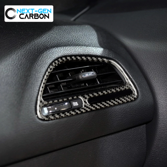 Second image of 2015 - 24 Dodge Challenger Carbon Fiber Passenger Dashboard Air Vent Trim Cover | Next-Gen Carbon