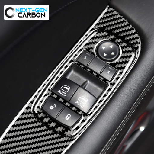 Second image of 2015 - 24 Dodge Challenger Carbon Fiber Window Switch Panel Covers | Next-Gen Carbon