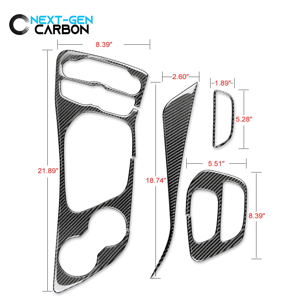 2015 - 24 Dodge Challenger Carbon Fiber Center Console Overlay Kit