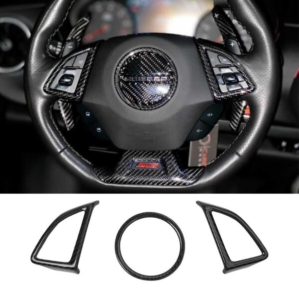 2016 - 24 Camaro Real Carbon Fiber Steering Wheel Trim Cover Kit | Next-Gen Carbon