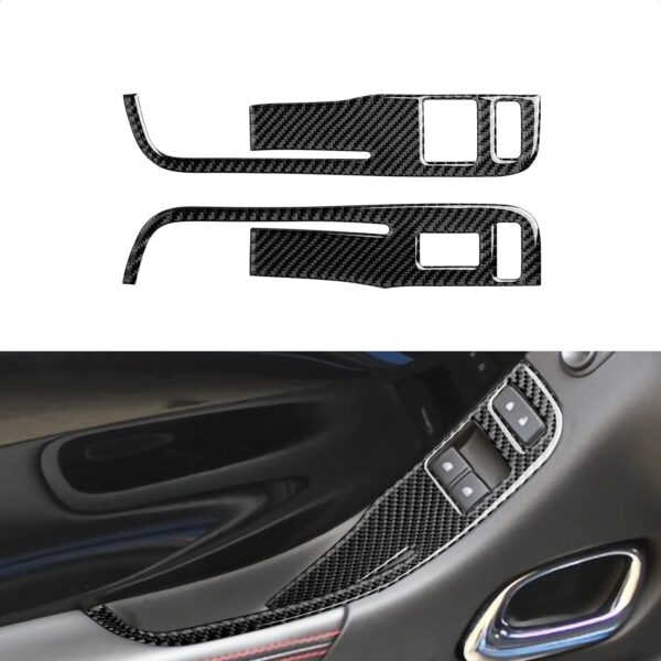 2013 - 15 Camaro Real Carbon Fiber Window Switch Panel Overlays (Coupe/Convertible) | Black, Red Carbon