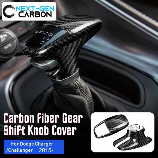 Second image of 2015 - 24 Charger/Challenger/Durango Carbon Fiber Shifter Knob Handle Cover