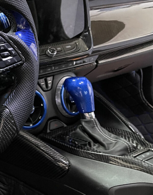 2016 - 24 Camaro / 14 - 19 Corvette Blue Carbon Fiber Shifter Knob Handle Cover