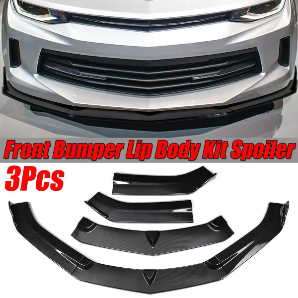 2016 - 24 Camaro Gloss Black/Carbon Fiber 3PC Front Splitter Lip | LT/RS/SS/LT1