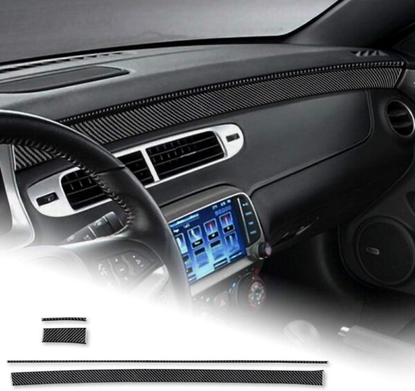 2010 - 15 Camaro Real Carbon Fiber Dashboard Overlay Kit | Black / Red Carbon
