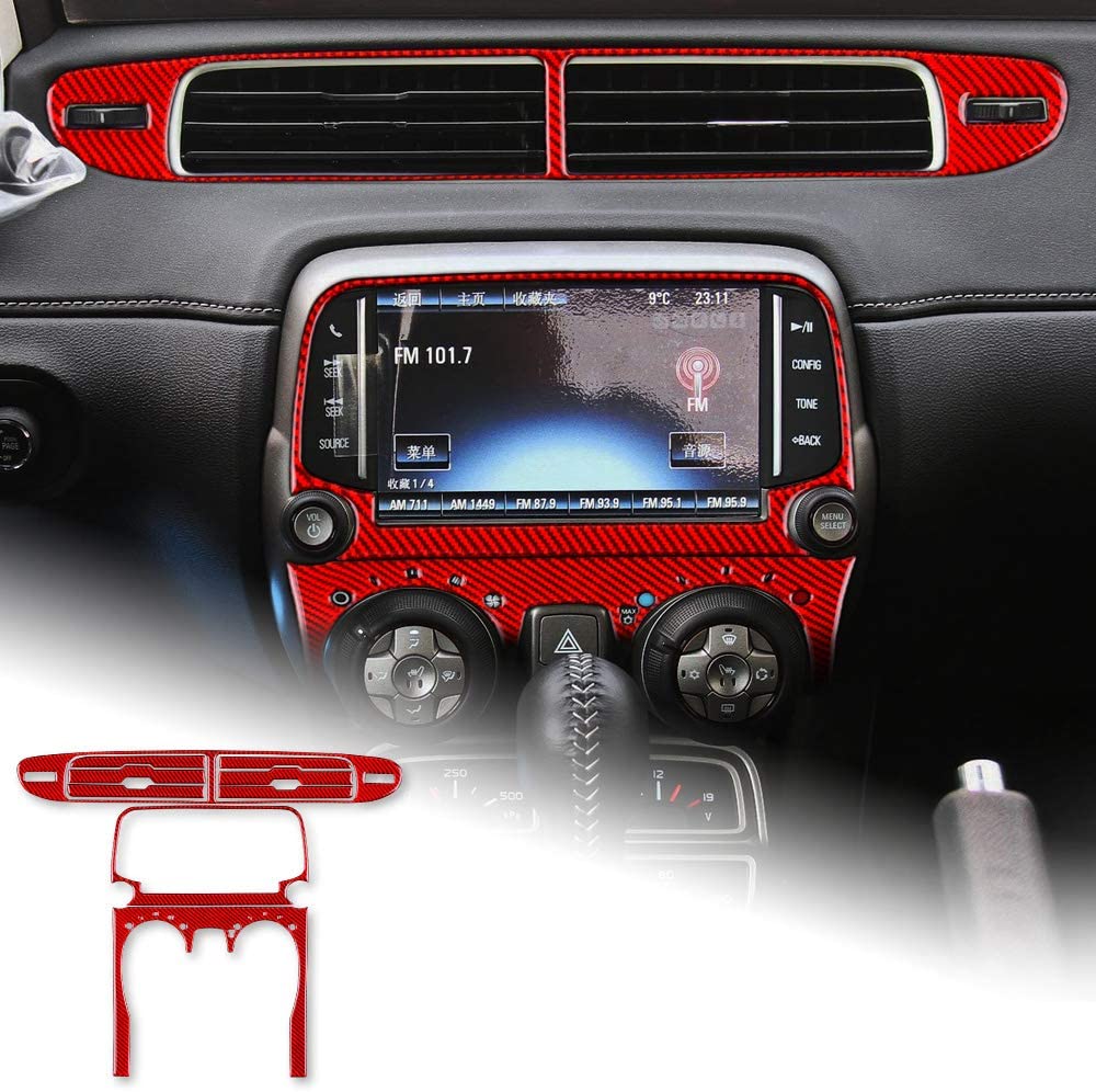 21-Piece Red Carbon Fiber Interior Trim Cover Kit For Chevrolet Camaro 2010-2015 – Dash & Gear Shift