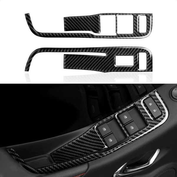 Second image of 2013 - 15 Camaro Real Carbon Fiber Window Switch Panel Overlays (Coupe/Convertible) | Black, Red Carbon