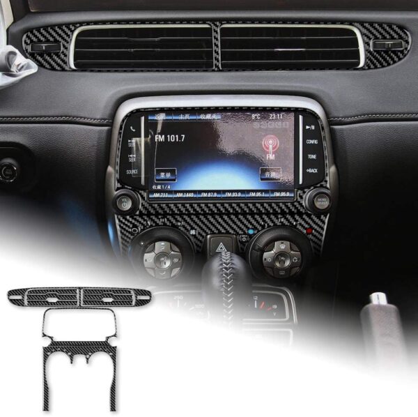 2013 - 15 Camaro Real Carbon Fiber Radio/Climate Control Trim + Center Vent Overlay | Black, Red Carbon