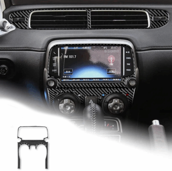 2013 - 15 Camaro Real Carbon Fiber Radio/Climate Control Trim Overlay | Black / Red Carbon