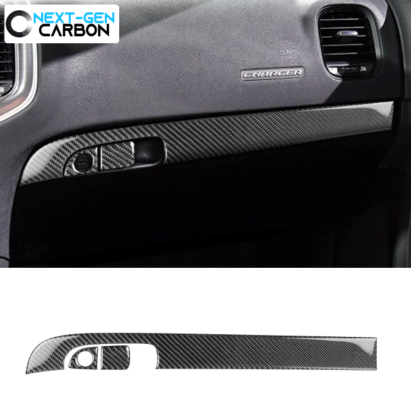 2015 - 24 Dodge Charger / Challenger Carbon Fiber Lower Dash Glovebox Overlay | Black / Red Carbon