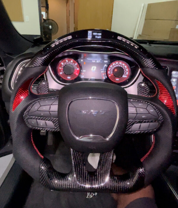 2015-24 Dodge Charger / Challenger LED Carbon Fiber Steering Wheel (Complete/Heated) | Next-Gen Carbon