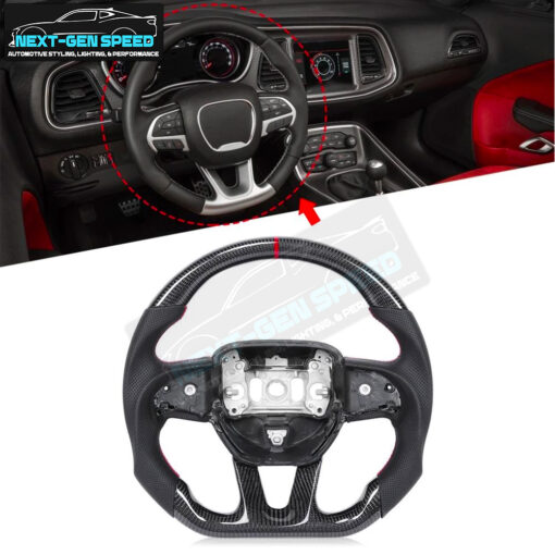 Second image of 2015 - 24 Charger / Challenger / Durango / Track Hawk SRT Carbon Fiber Steering Wheel