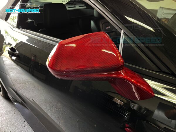 2016 - 24 Camaro Red Carbon Fiber Mirror Covers | Next-Gen Carbon