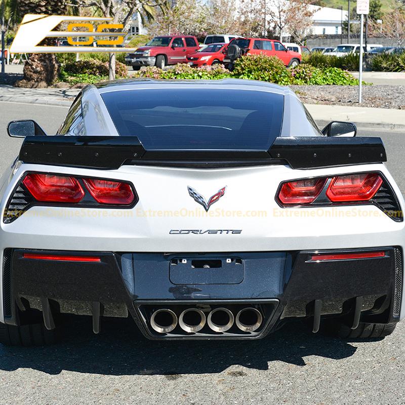 MUTUSAISI Compatible with 2014-2019 Chevrolet Corvette C7 ABS Plastic Hydro-Dipped Black Rear Bumper Lower Diffuser Fins 4 Pieces