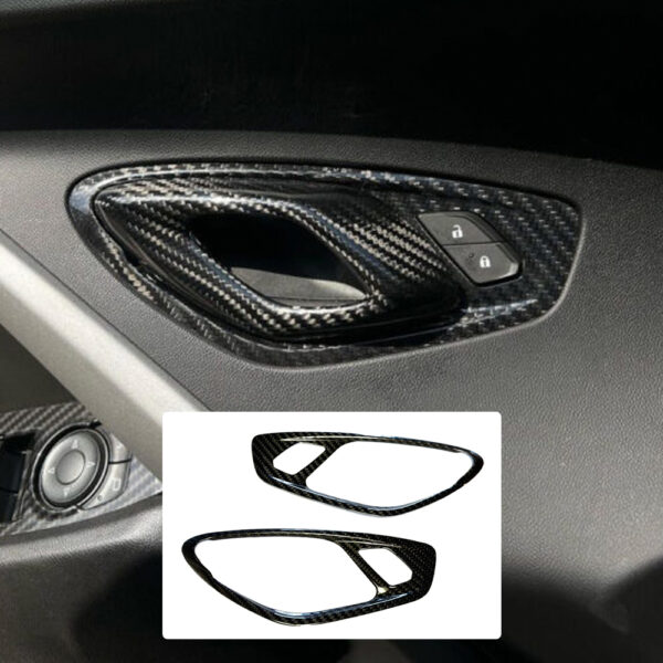 2016 - 24 Camaro Real Carbon Fiber Interior Door Handle Surround Covers | Next-Gen Carbon