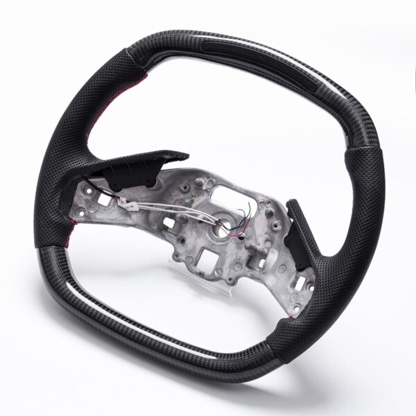 Second image of C8 Corvette Carbon Fiber Heated Leather LED RPM Steering Wheel (Bare) - In Stock