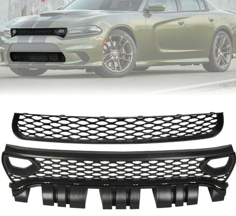YLT AUTO Matte Black Front Upper Grille With Air Duct For Dodge Charger 2015-2023