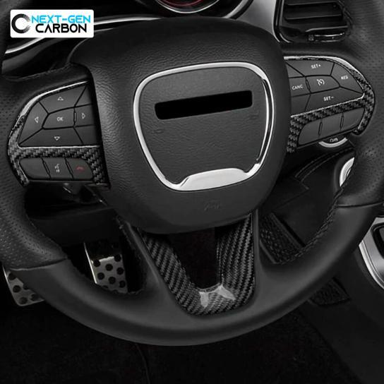 Second image of 2015 - 23 Charger / Challenger / Durango Carbon Fiber Steering Wheel Trim Cover Kit | Next-Gen Carbon