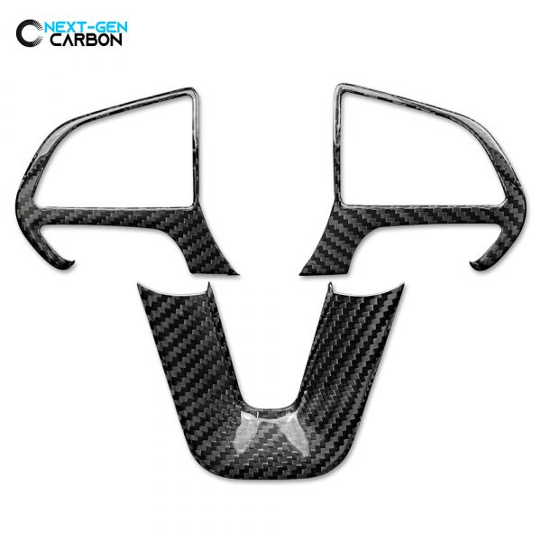 2015 - 23 Charger / Challenger / Durango Carbon Fiber Steering Wheel Trim Cover Kit | Next-Gen Carbon
