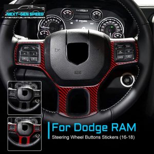 Carbon Fiber Interior Steering Wheel Frame Cover Trim For Dodge Ram 1500 2018