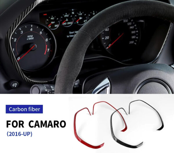 2016 - 24 Camaro Real Carbon Fiber Speedometer Trim Covers in Black / Red / Blue